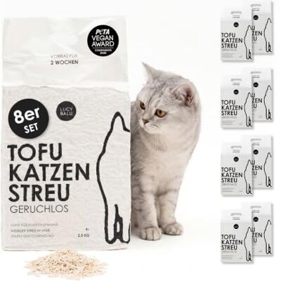 LucyBalu TOFU Katzenstreu ohne Duft, 48 l (8 Beutel à 6 l) Pflanzliches Klumpstreu aus Tofu, staubarm, bleibt kaum an den Pfoten LucyBalu TOFU Katzenstreu ohne Duft, 48 l (8 Beutel à 6 l) Pflanzliches Klumpstreu aus Tofu, staubarm, bleibt kaum an den Pfoten