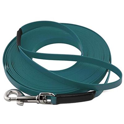 LENNIE Leichte BioThane Schleppleine, 9mm, Hunde 5-15kg, 8m lang, mit Handschlaufe, Petrol/Teal, genäht LENNIE Leichte BioThane Schleppleine, 9mm, Hunde 5-15kg, 8m lang, mit Handschlaufe, Petrol/Teal, genäht