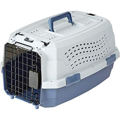 Amazon Hund Transportbox für Haustiere, 2 Türen, 1 Dachöffnung, L 48 x B 32 x H 25 cm, Blau Amazon Hund Transportbox für Haustiere, 2 Türen, 1 Dachöffnung, L 48 x B 32 x H 25 cm, Blau