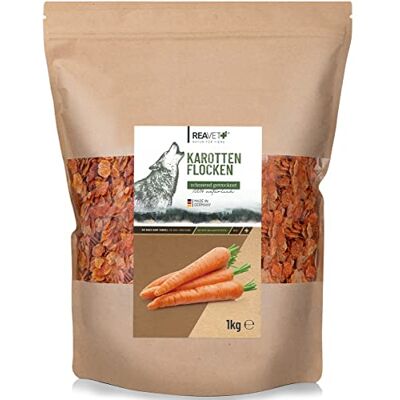 ReaVET Karottenflocken für Hunde 1kg – Getreidefreie Gemüseflocken als Barf Zusatz, natürliche Fütterung ReaVET Karottenflocken für Hunde 1kg – Getreidefreie Gemüseflocken als Barf Zusatz, natürliche Fütterung