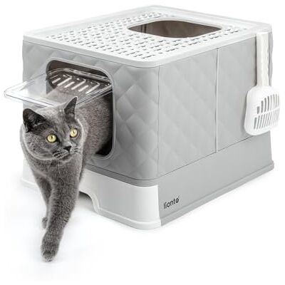lionto Katzentoilette mit Schublade & Schaufel, 50,5x40,8x37 cm, Katzenklo mit 2 Ausgängen & auslaufsicherem Boden, für Katzen bis 15 kg, faltbar, langlebiges PP-Material, weiß-grau lionto Katzentoilette mit Schublade & Schaufel, 50,5x40,8x37 cm, Katzenklo mit 2 Ausgängen & auslaufsicherem Boden, für Katzen bis 15 kg, faltbar, langlebiges PP-Material, weiß-grau