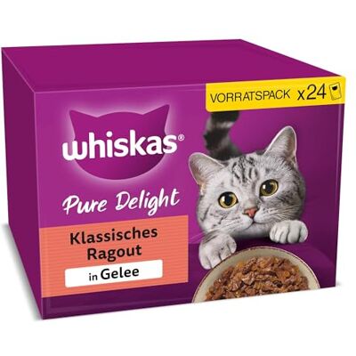 Whiskas Pure Delight Katzen Nassfutter in Gelee - Rind, Huhn, Lamm, Geflügel - 2x24x85g Whiskas Pure Delight Katzen Nassfutter in Gelee - Rind, Huhn, Lamm, Geflügel - 2x24x85g