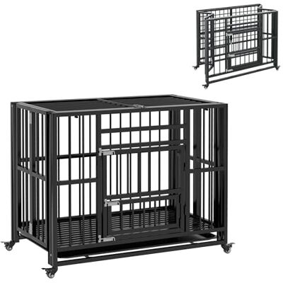 PawHut Hundekäfig Klappbar für Mittelgroße Hunde 94 x 58 x 78 cm Schwarz PawHut Hundekäfig Klappbar für Mittelgroße Hunde 94 x 58 x 78 cm Schwarz