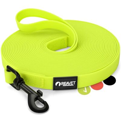 ReaVET Schleppleine für Hunde 10 Meter, Neon Gelb I Robuste & wasserfeste Hundeleine lang I Übungsleine mit Griff, Trainingsleine Laufleine für große & kleine Hunde ReaVET Schleppleine für Hunde 10 Meter, Neon Gelb I Robuste & wasserfeste Hundeleine lang I Übungsleine mit Griff, Trainingsleine Laufleine für große & kleine Hunde