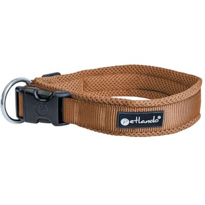 Petlando Mesh Hundehalsband – leicht, atmungsaktiv, weich mit Mesh gepolstert, stufenlos verstellbar, robust & strapazierfähig mit O-Ring – Halsband Hund XL 55-60cm, Cognac Petlando Mesh Hundehalsband – leicht, atmungsaktiv, weich mit Mesh gepolstert, stufenlos verstellbar, robust & strapazierfähig mit O-Ring – Halsband Hund XL 55-60cm, Cognac