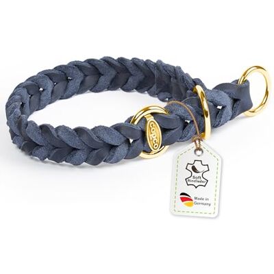 CopcoPet Hundehalsband Würger 25–30 cm x 15mm Marineblau – Geflochtenes Halsband mit Zugstopp & Messing Ring – Aus robustem Fettleder – Für kleine Hunde – Weiches Lederhalsband fürs Training CopcoPet Hundehalsband Würger 25–30 cm x 15mm Marineblau – Geflochtenes Halsband mit Zugstopp & Messing Ring – Aus robustem Fettleder – Für kleine Hunde – Weiches Lederhalsband fürs Training