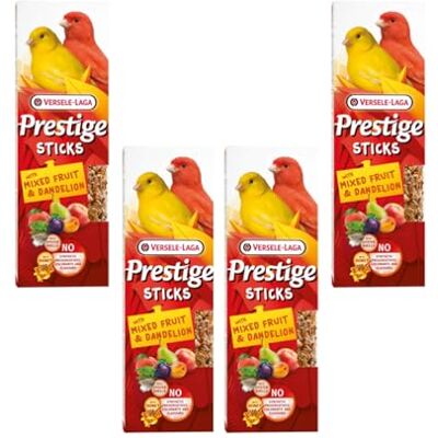 Versele-Laga Prestige Sticks Kanarien Früchte & Löwenzahn Snack für Vögel 4 x 60 g Ergänzungsfuttermittel Zur Ergänzung der täglichen Fütterung 4er Pack Versele-Laga Prestige Sticks Kanarien Früchte & Löwenzahn Snack für Vögel 4 x 60 g Ergänzungsfuttermittel Zur Ergänzung der täglichen Fütterung 4er Pack