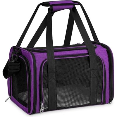 TOFFCAEA Transporttasche für Katze Hund, Hundetransportbox, Faltbare Katzentransportbox, Tragbar, 5kg Katzen Hunde Tragebox, für Kleine Hunde, Katzen (Lila, L 43 x B 28 x H 28 cm) TOFFCAEA Transporttasche für Katze Hund, Hundetransportbox, Faltbare Katzentransportbox, Tragbar, 5kg Katzen Hunde Tragebox, für Kleine Hunde, Katzen (Lila, L 43 x B 28 x H 28 cm)