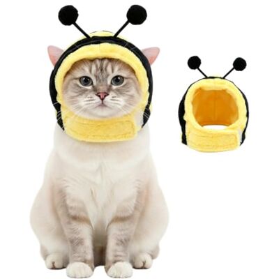BDKMMS Katzenmütze Haustier Kostüm, Lustige Tier Kopfbedeckung für Katzen Hunde Verstellbare Passform mit Verschluss, Ohrenaussparungen für Komfort, Weiches Material, Ideal für Fotoshootings & Partys BDKMMS Katzenmütze Haustier Kostüm, Lustige Tier Kopfbedeckung für Katzen Hunde Verstellbare Passform mit Verschluss, Ohrenaussparungen für Komfort, Weiches Material, Ideal für Fotoshootings & Partys