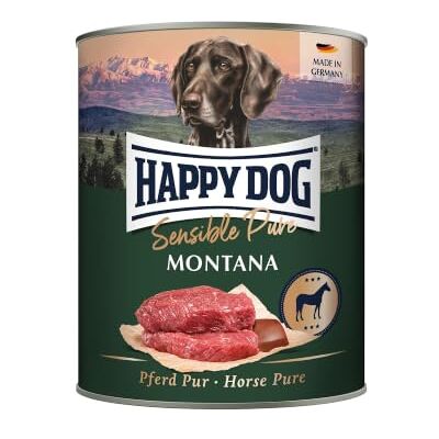 Happy Dog Sensible Pure Montana Pferd Nassfutter, 6x800 g Monoprotein Monoprotein-Nassfutter mit 70 % reinem Pferd, getreide- und sojafrei, Rezeptur ohne Zuckerzusatz, für sensible Hunde Happy Dog Sensible Pure Montana Pferd Nassfutter, 6x800 g Monoprotein Monoprotein-Nassfutter mit 70 % reinem Pferd, getreide- und sojafrei, Rezeptur ohne Zuckerzusatz, für sensible Hunde