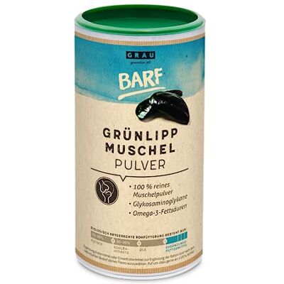 Grau das Original 100% reines Grünlippmuschelpulver, zur Unterstützung der Gelenke, 1er Pack (1 x 500 g), Ergänzungsfuttermittel für Hunde & Katzen Grau das Original 100% reines Grünlippmuschelpulver, zur Unterstützung der Gelenke, 1er Pack (1 x 500 g), Ergänzungsfuttermittel für Hunde & Katzen