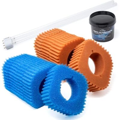 Pondlife Oase Teichfilter Wartungs-Set kompatibel mit FiltoClear 20000 Filterschwämme 5x grob & 4x fein, UVC-Lampe 36 W (4-Pin), Teich-Filterstarter Pondlife Oase Teichfilter Wartungs-Set kompatibel mit FiltoClear 20000 Filterschwämme 5x grob & 4x fein, UVC-Lampe 36 W (4-Pin), Teich-Filterstarter