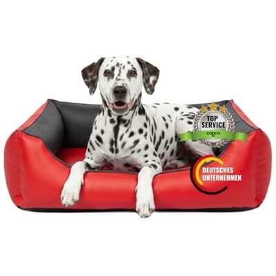 CopcoPet Hundebett kleine Hunde – Waschbares Hundekissen 【Wendebett】 Hundekorb aus Kunstleder Formstabiles Hundesofa Hundekörbchen mit erhöhten Rand, Dog Bed Rot/Grau 80 x 60 cm CopcoPet Hundebett kleine Hunde – Waschbares Hundekissen 【Wendebett】 Hundekorb aus Kunstleder Formstabiles Hundesofa Hundekörbchen mit erhöhten Rand, Dog Bed Rot/Grau 80 x 60 cm