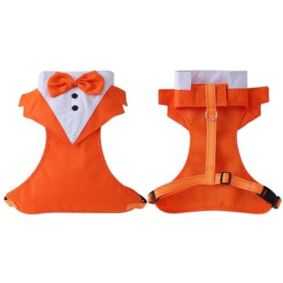 Haodream Hundegeschirr mit Fliege für Welpen mit Sicherung, red L, H L Hochzeits Smokinganzug mit atmungsaktivem Stoff für kleine Rassen und leicht laufende, bequeme Welpen Haodream Hundegeschirr mit Fliege für Welpen mit Sicherung, red L, H L Hochzeits Smokinganzug mit atmungsaktivem Stoff für kleine Rassen und leicht laufende, bequeme Welpen