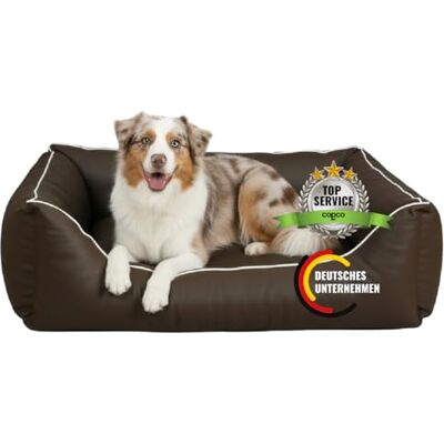 CopcoPet Hundebett mittelgroße Hunde – Waschbares Hundekissen 【Wendebett】 Hundekorb aus Kunstleder Formstabiles Hundesofa Hundekörbchen mit erhöhten Rand, Dog Bed Dunkelbraun 100 x 80 cm CopcoPet Hundebett mittelgroße Hunde – Waschbares Hundekissen 【Wendebett】 Hundekorb aus Kunstleder Formstabiles Hundesofa Hundekörbchen mit erhöhten Rand, Dog Bed Dunkelbraun 100 x 80 cm