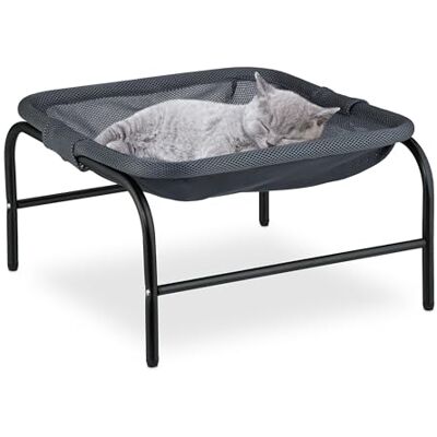 RELAXDAYS Katzenhängematte - Hochbett - Grau & Schwarz RELAXDAYS Katzenhängematte - Hochbett - Grau & Schwarz