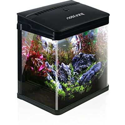 Nobleza Nano-Fischtank-Aquarium mit LED-Leuchten & Filtersystem, tropischeAquarien, 7 Liter, Schwarz Nobleza Nano-Fischtank-Aquarium mit LED-Leuchten & Filtersystem, tropischeAquarien, 7 Liter, Schwarz