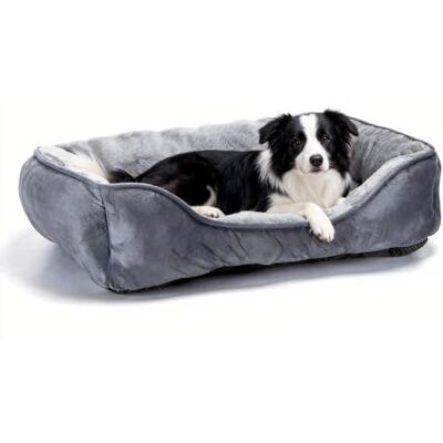 Nobleza Waschbare Hundebett, Super Weiches Nest Hundesofa mit Erhöhtem Rand & Rutschfester Unterseite für Mittel/Große Hunde, 87x77 cm (Grau) XL Nobleza Waschbare Hundebett, Super Weiches Nest Hundesofa mit Erhöhtem Rand & Rutschfester Unterseite für Mittel/Große Hunde, 87x77 cm (Grau) XL