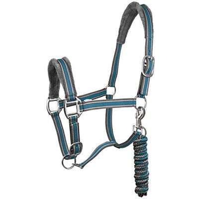York Halfterset Halfter mit Strick Calipso Halfter & Strick gepolstert (Cob, grau/blau) York Halfterset Halfter mit Strick Calipso Halfter & Strick gepolstert (Cob, grau/blau)
