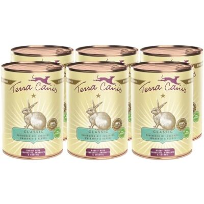 Terra Canis Kaninchen mit Zucchini, Classic Nassfutter für Hunde, 6x400g 100% Lebensmittelqualität aller Rohstoffe, mit frischem Fleisch und nahrhaften Innereien, glutenfrei und getreidearm Terra Canis Kaninchen mit Zucchini, Classic Nassfutter für Hunde, 6x400g 100% Lebensmittelqualität aller Rohstoffe, mit frischem Fleisch und nahrhaften Innereien, glutenfrei und getreidearm