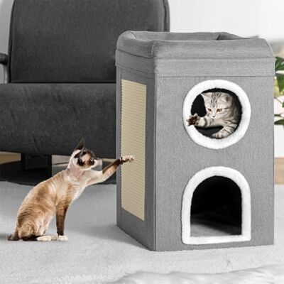BAKAJI Katzenhaus mit 3 Regalen - Geräumig und Langlebig BAKAJI Katzenhaus mit 3 Regalen - Geräumig und Langlebig