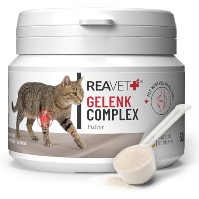 ReaVET Gelenk Complex Katzen 50g – Gelenkpulver mit Kollagen für Gelenke & Knorpel – Unterstützung der Beweglichkeit I Ergänzungsfuttermittel, Natürliche Gelenkunterstützung ReaVET Gelenk Complex Katzen 50g – Gelenkpulver mit Kollagen für Gelenke & Knorpel – Unterstützung der Beweglichkeit I Ergänzungsfuttermittel, Natürliche Gelenkunterstützung