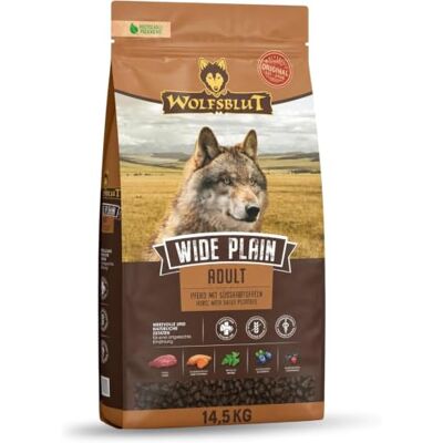 Wolfsblut – Wide Plain Adult Trockenfutter mit natürlichen Zutaten und wertvollen Superfoods für ausgewachsene Hunde. Getreidefreies Alleinfutter ohne Zusatzstoffe im Beutel 14,5kg Pferd Wolfsblut – Wide Plain Adult Trockenfutter mit natürlichen Zutaten und wertvollen Superfoods für ausgewachsene Hunde. Getreidefreies Alleinfutter ohne Zusatzstoffe im Beutel 14,5kg Pferd