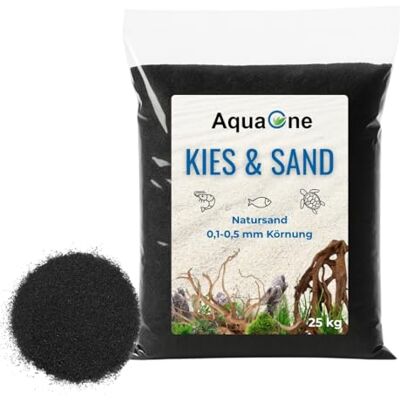 AquaOne Aquarium Sand 25 kg Bodengrund schwarz 0,1-0,5 mm I Aquariumsand Premium Qualität I Quarzsand feine Körnung I Aquariumkies Deko Aquascaping Dekoration AquaOne Aquarium Sand 25 kg Bodengrund schwarz 0,1-0,5 mm I Aquariumsand Premium Qualität I Quarzsand feine Körnung I Aquariumkies Deko Aquascaping Dekoration