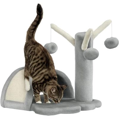PawHut Kratzbaum 40 cm Kleiner Katzenturm mit Höhle, 2 Spielball, Kratzmatte, Katzenkratzbaum, Kletterbaum, für kleine & große Katzen, Hellgrau PawHut Kratzbaum 40 cm Kleiner Katzenturm mit Höhle, 2 Spielball, Kratzmatte, Katzenkratzbaum, Kletterbaum, für kleine & große Katzen, Hellgrau