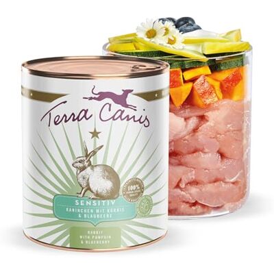 Terra Canis Kaninchen mit Kürbis, Sensitiv Nassfutter für Hunde, 800g 100% Lebensmittelqualität aller Rohstoffe, mit Blaubeere, leicht verdaulich für sensible Hunde, allergenfrei und getreidearm Terra Canis Kaninchen mit Kürbis, Sensitiv Nassfutter für Hunde, 800g 100% Lebensmittelqualität aller Rohstoffe, mit Blaubeere, leicht verdaulich für sensible Hunde, allergenfrei und getreidearm