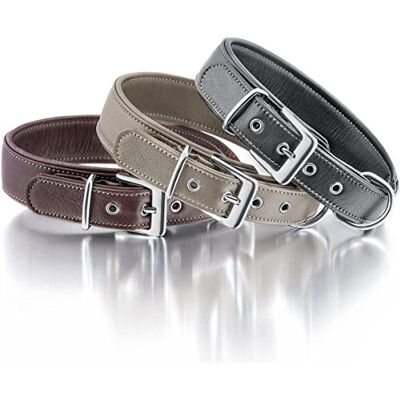 Knuffelwuff 13991-001 Weiches Lederhalsband Hund Hundehalsband Glendale 33-40cm, Natur Knuffelwuff 13991-001 Weiches Lederhalsband Hund Hundehalsband Glendale 33-40cm, Natur