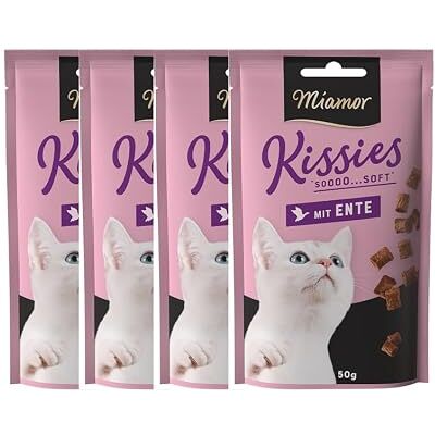 Miamor Kissies mit Ente Softer Snack für Katzen Zum Verwöhnen & Belohnen Getreidefrei und ohne Zuckerzusatz 4x50g Miamor Kissies mit Ente Softer Snack für Katzen Zum Verwöhnen & Belohnen Getreidefrei und ohne Zuckerzusatz 4x50g
