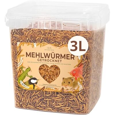 AVIDA ZEN Mehlwürmer getrocknet 3 ltr., ideal als Wildvogelfutter Igelfutter, getrocknete Mehlwürmer, nährstoffreicher Snack für Nager, Reptilien, Vögel, Fische, Igel, Schildkröten AVIDA ZEN Mehlwürmer getrocknet 3 ltr., ideal als Wildvogelfutter Igelfutter, getrocknete Mehlwürmer, nährstoffreicher Snack für Nager, Reptilien, Vögel, Fische, Igel, Schildkröten