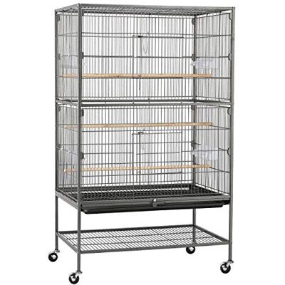 Yaheetech Vogelvoliere Vogelkäfig 2 Türen Vogelhaus Käfig mit 4 Rollen Nagervoliere 131cm hoch Yaheetech Vogelvoliere Vogelkäfig 2 Türen Vogelhaus Käfig mit 4 Rollen Nagervoliere 131cm hoch