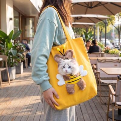 Generic Süße Canvas Haustier Tasche mit Kopfdurchlass tragbare Schulter‑ und Handtragetasche für Katze und kleinen Hund für Outdoor‑Ausflüge Generic Süße Canvas Haustier Tasche mit Kopfdurchlass tragbare Schulter‑ und Handtragetasche für Katze und kleinen Hund für Outdoor‑Ausflüge