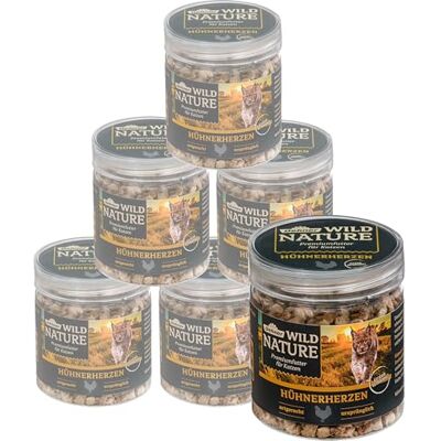 Dehner Wild Nature Katzensnack, Premium Leckerli glutenfrei / zuckerfrei, für ernährungssensible Katzen, gefriergetrocknet, Hühnerherzen, 6 x 20 g (120 g) Dehner Wild Nature Katzensnack, Premium Leckerli glutenfrei / zuckerfrei, für ernährungssensible Katzen, gefriergetrocknet, Hühnerherzen, 6 x 20 g (120 g)