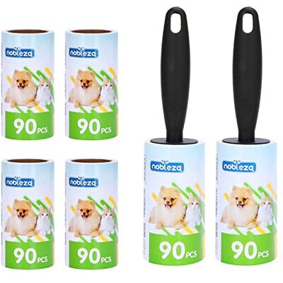 Nobleza Fusselrolle 540 Blatt, 6 Rollen mit 2 Abroller, Tierhaarentferner Fusselbürste, Extra Klebrige Fusselroller für Kleidung, Haare, Bett, Katzenhaare, Hundehaare, 90 Blatt/Rollen Nobleza Fusselrolle 540 Blatt, 6 Rollen mit 2 Abroller, Tierhaarentferner Fusselbürste, Extra Klebrige Fusselroller für Kleidung, Haare, Bett, Katzenhaare, Hundehaare, 90 Blatt/Rollen