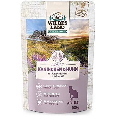 WILDES LAND Kaninchen und Huhn mit Distelöl Classic Adult Nassfutter 12 x 100 g WILDES LAND Kaninchen und Huhn mit Distelöl Classic Adult Nassfutter 12 x 100 g