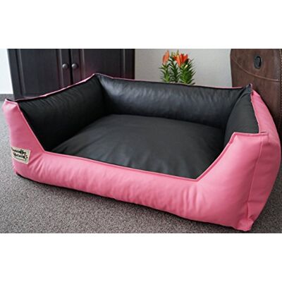Hundebettenmanufaktur Hundebett Hundesofa Schlafplatz Kunstleder Similpelle 105 cm X 80 cm rosa schwarz Hundebettenmanufaktur Hundebett Hundesofa Schlafplatz Kunstleder Similpelle 105 cm X 80 cm rosa schwarz