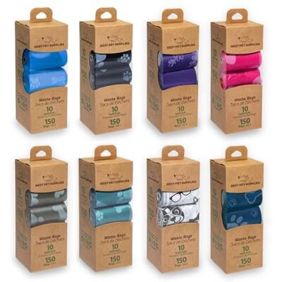 Best Pet Supplies Hundekotbeutel (4 x 150 Beutel) für die Müllabfallreinigung, Ersatzrolle für Outdoor-Welpen-Spaziergänge und Reisen, auslaufsicher und reißfest, dicker Kunststoff, verschiedene Best Pet Supplies Hundekotbeutel (4 x 150 Beutel) für die Müllabfallreinigung, Ersatzrolle für Outdoor-Welpen-Spaziergänge und Reisen, auslaufsicher und reißfest, dicker Kunststoff, verschiedene