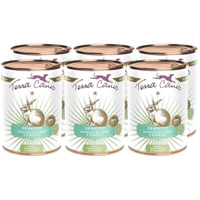 Terra Canis Kaninchen mit Kürbis, Sensitiv Nassfutter für Hunde, 6x400g 100% Lebensmittelqualität aller Rohstoffe, leicht verdaulich für sensible Hunde, allergenfrei und getreidearm Terra Canis Kaninchen mit Kürbis, Sensitiv Nassfutter für Hunde, 6x400g 100% Lebensmittelqualität aller Rohstoffe, leicht verdaulich für sensible Hunde, allergenfrei und getreidearm