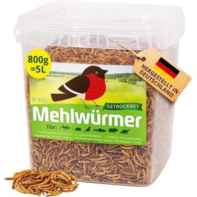 Detox Organica Mehlwürmer Getrocknet, 5L getrocknete Mehlwürmer (800g) Würmer für Reptilien, Vögel, Wildvögel, Igel, Fische, Schildkröten & Nager – Ganzjähriger Insektensnack Detox Organica Mehlwürmer Getrocknet, 5L getrocknete Mehlwürmer (800g) Würmer für Reptilien, Vögel, Wildvögel, Igel, Fische, Schildkröten & Nager – Ganzjähriger Insektensnack