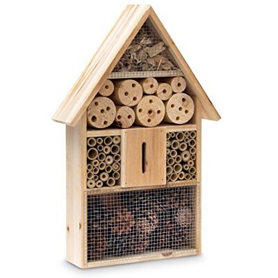 Relaxdays Insektenhotel HBT 48 x 31 x 10 cm Bienenhotel aus Naturmaterialien als Unterschlupf für Käfer, Bienen, Wespen und Schmetterlinge Insektenhaus aus Holz mit Spitzdach, natur Relaxdays Insektenhotel HBT 48 x 31 x 10 cm Bienenhotel aus Naturmaterialien als Unterschlupf für Käfer, Bienen, Wespen und Schmetterlinge Insektenhaus aus Holz mit Spitzdach, natur