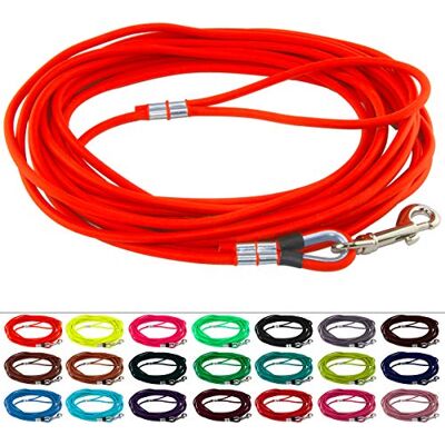 LENNIE Runde BioThane Schleppleine für Hunde ab 25kg, Ø 8mm, 10m lang, mit Handschlaufe, Neon-Orange LENNIE Runde BioThane Schleppleine für Hunde ab 25kg, Ø 8mm, 10m lang, mit Handschlaufe, Neon-Orange