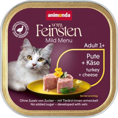 Animonda Adult Mildes Menü Pute + Käse (32 x 100 g), Nassfutter für sensible Katzen, Katzenfutter ohne Getreide und Zucker, leicht verdauliches Futter mit Putenfleisch Animonda Adult Mildes Menü Pute + Käse (32 x 100 g), Nassfutter für sensible Katzen, Katzenfutter ohne Getreide und Zucker, leicht verdauliches Futter mit Putenfleisch