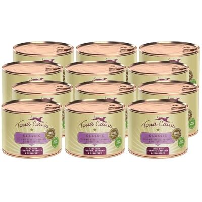 Terra Canis Wild mit Kürbis, Classic Nassfutter für Hunde, 12x200g 100% Lebensmittelqualität aller Rohstoffe, mit frischem Fleisch und nahrhaften Innereien, glutenfrei und getreidearm Terra Canis Wild mit Kürbis, Classic Nassfutter für Hunde, 12x200g 100% Lebensmittelqualität aller Rohstoffe, mit frischem Fleisch und nahrhaften Innereien, glutenfrei und getreidearm