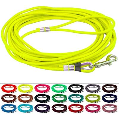 LENNIE Runde BioThane Schleppleine für Hunde von 15-25kg, Ø 6mm, 8m lang, mit Handschlaufe, Neon-Gelb LENNIE Runde BioThane Schleppleine für Hunde von 15-25kg, Ø 6mm, 8m lang, mit Handschlaufe, Neon-Gelb