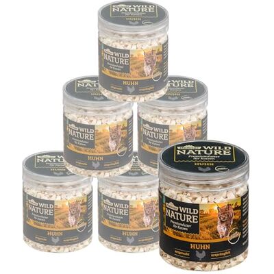 Dehner Wild Nature Katzensnack, Leckerli, gefriergetrocknet, Huhn, 6 x 25 g Dehner Wild Nature Katzensnack, Leckerli, gefriergetrocknet, Huhn, 6 x 25 g