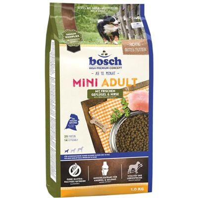 Bosch HPC Mini Adult mit frischem Geflügel & Hirse Hundetrockenfutter für ausgewachsene Hunde kleiner Rassen (bis 15 kg) 1 x 3 kg Bosch HPC Mini Adult mit frischem Geflügel & Hirse Hundetrockenfutter für ausgewachsene Hunde kleiner Rassen (bis 15 kg) 1 x 3 kg