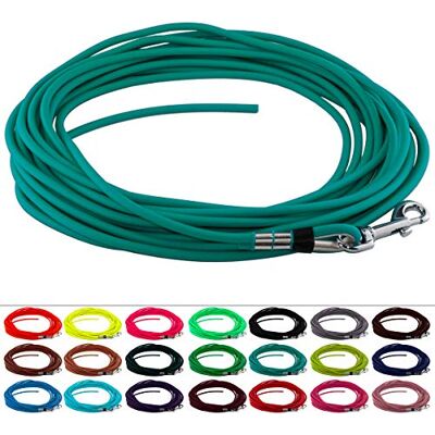 LENNIE Runde BioThane Schleppleine für Hunde von 15-25kg, Ø 6mm, 8m lang, ohne Handschlaufe, Petrol/Teal LENNIE Runde BioThane Schleppleine für Hunde von 15-25kg, Ø 6mm, 8m lang, ohne Handschlaufe, Petrol/Teal